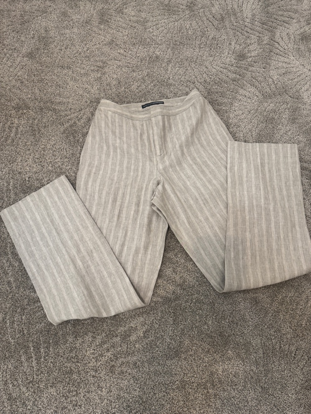 Light Gray Stripe Women's Trousers - Classic Straight Leg
